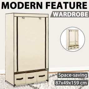 vidaXL Ντουλάπα Κρεμ 87x49x159 εκ. Ύφασμα