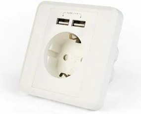 ENERGENIE AC WALL SOCKET WITH 2 PORT USB CHARGER 2,4A WHITE