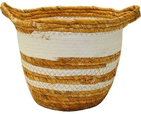 Καλάθι Ριγέ 00.06.67420 Φ22x19cm White-Natural Mat