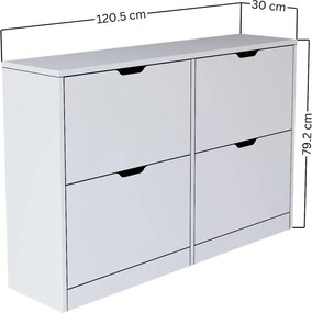 Παπουτσοθήκη Λευκό Ματ DURU 120,5x30x79,2