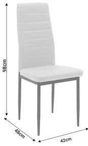Καρέκλα Parker μέταλλο-PU λευκό-γκρι πόδι 42x48x98εκ 4αδα 42x48x98 εκ.