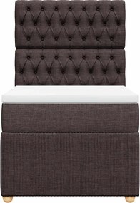 vidaXL Κρεβάτι Boxspring με Στρώμα Σκούρο Καφέ 90x190 εκ. Υφασμάτινο