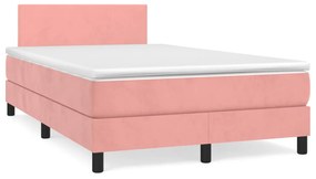 vidaXL Κρεβάτι Boxspring με Στρώμα Ροζ 120x190 εκ. Βελούδινο