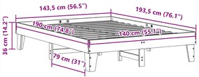 ΣΚΕΛΕΤΟΣ ΚΡΕΒΑΤΙΟΥ ΧΩΡΙΣ ΣΤΡΩΜΑ 140X190 ΕΚ ΜΑΣΙΦ ΞΥΛΟ ΠΕΥΚΟΥ 855367