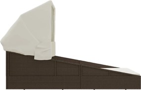 vidaXL Ξαπλώστρα με Πτυσσόμενη Οροφή Καφέ 200x114x128 εκ. Συνθ. Ρατάν