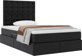 vidaXL Κρεβάτι Αποθήκης με στρώμα Μαύρο 120 x 200 cm Τεχνητό Δέρμα