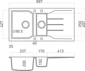 Sanitec Ultra Granite 802 (100x50) - Γρανιτένιος νεροχύτης - Sabbia