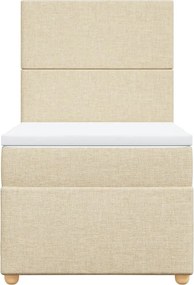 vidaXL Κρεβάτι Boxspring με Στρώμα Κρεμ 100 x 200 εκ. Υφασμάτινο