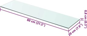 vidaXL Ράφι Πάνελ Διάφανο 80 x 20 εκ. Γυάλινο