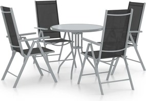 vidaXL Σετ Τραπεζαρίας Κήπου 5 Τεμαχίων Ασημί από Αλουμίνιο/Textilene