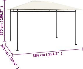 vidaXL Κιόσκι Κρεμ 384x281x270 εκ. 180 γρ./μ²