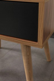 Κομοδίνο Καρυδί / Μαύρο ROZO 55x55x30