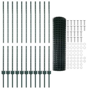vidaXL Τείχος και Πόστ Πράσινο 1,2 x 25 m Ατσάλι