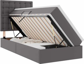 vidaXL Κρεβάτι Αποθήκης με στρώμα Γκρι 90 x 190 cm Τεχνητό Δέρμα