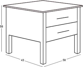 FINO Κομοδίνο με 2 Συρτάρια, Μαύρο