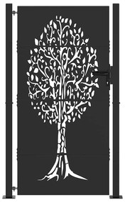 vidaXL Πύλη Κήπου Μαύρο 105 x 175 cm Ατσάλι με Επικάλυψη Πούδρας