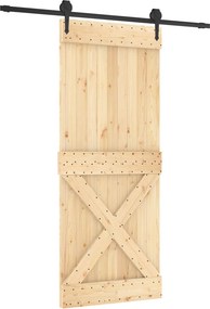 vidaXL Συρόμενη Πόρτα Φυσικό και Μαύρο 85 x 210 cm