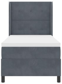 vidaXL Κρεβάτι με Στρώμα Γκρι Σκούρο 90x190 εκ Βελούδο