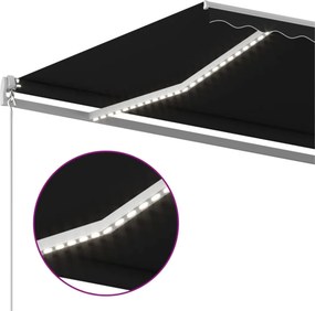 vidaXL Χειροκίνητη τέντα με ηλιακό LED 4 x 3,5 m Ανθρακί