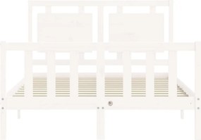vidaXL Πλαίσιο Κρεβατιού με Κεφαλάρι Λευκό Μασίφ Ξύλο Small Double