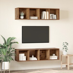vidaXL Σετ επίπλου τηλεόρασης 2 pcs Παλιό ξύλο 37 x 37 x 142.5 εκ