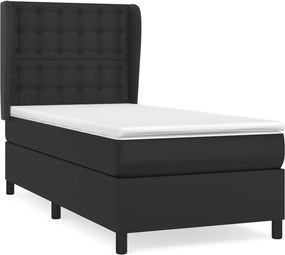 vidaXL Κρεβάτι Boxspring με Στρώμα Μαύρο 80 x 200 εκ. Συνθετικό Δέρμα