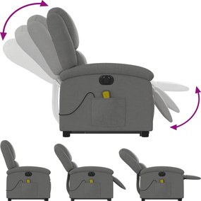 vidaXL Πολυθρόνα Μασάζ Ηλεκ. Ανακλινόμενη Ανύψωση Σκ. Γκρι Υφασμάτινη