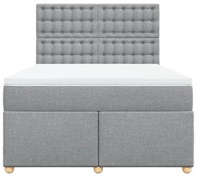 vidaXL Κρεβάτι Boxspring με Στρώμα Ανοιχτό Γκρι 140x190 εκ. Υφασμάτινο