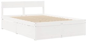 vidaXL Κρεβάτι με Συρτάρια+Στρώμα Λευκό 120x200 εκ. Μασίφ Ξύλο Πεύκου