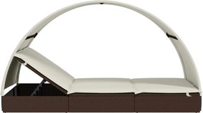 vidaXL Ξαπλώστρα 2 Ατόμων Στρογγ. Οροφή Καφέ 211x112x140εκ Συνθ. Ρατάν