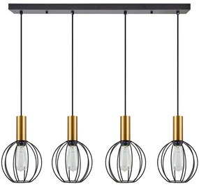 Φωτιστικό Οροφής - Ράγα Adept Tube 77-8630 87x20x300cm 4xE27 60W Black-Gold Homelighting