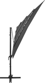 vidaXL Ομπρέλα Κήπου 4 Επιπέδων Ανθρακί 250x250 εκ. με Ιστό Αλουμινίου