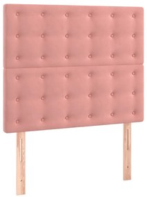 vidaXL Κρεβάτι Boxspring με Στρώμα Ροζ 90x190 εκ. Βελούδινο