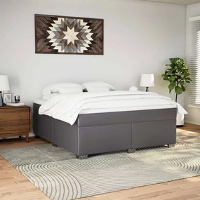 Κρεβάτι Boxspring με Στρώμα Γκρι 180x200 εκ. Συνθετικό Δέρμα - Γκρι