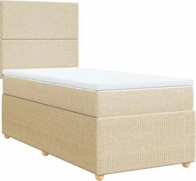 vidaXL Κρεβάτι Boxspring με Στρώμα Κρεμ 90x200 εκ.Υφασμάτινο