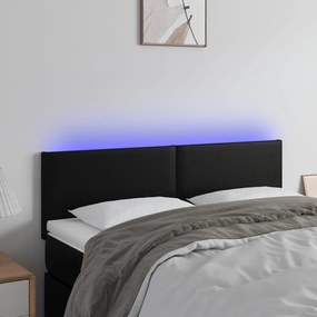 Κεφαλάρι Κρεβατιού LED Μαύρο 144x5x78/88 εκ. Συνθετ. Δέρμα 3121422