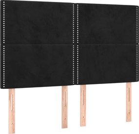 vidaXL Κρεβάτι Boxspring με Στρώμα Μαύρο 140x190 εκ. Βελούδινο