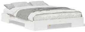 vidaXL Κρεβάτι δαπέδου Λευκό 160 x 200 cm Μασίφ ξύλο πεύκου