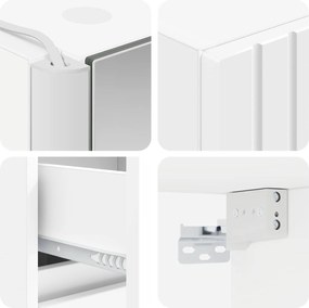 vidaXL Σετ Επίπλων Μπάνιου 4 pcs Λευκό Επεξεργασμένο Ξύλο και Γυαλί