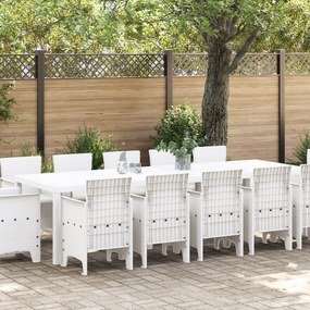 vidaXL Σέτ φαγητού για κήπο με μαξιλάρι 13 pcs Λευκό Μεγάλο Πολυράτταν