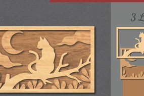 Σετ των 2 Intra απο ξύλο plywood 3mm-4mm πάχος Cat in the Tree Διακόσμηση σπιτιού με λέιζερ Δίασταση 15x15 cm INTRAFABR-112341435