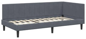 vidaXL Κρεβάτι Γωνίας με στρώμα Σκούρο γκρι 90 x 190 cm Βελούδο