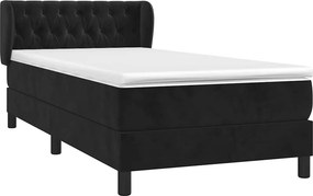 vidaXL Κρεβάτι Boxspring με Στρώμα Μαύρο 100x200 εκ. Βελούδινο