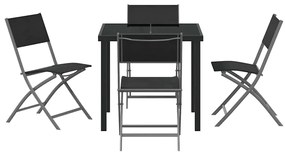 vidaXL Σέτ φαγητού για κήπο 5 pcs Μαύρο Textilene και ατσάλι