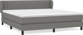 vidaXL Κρεβάτι Boxspring με Στρώμα Σκούρο Γκρι 180x200 εκ Υφασμάτιν