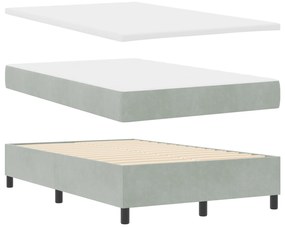 vidaXL Κρεβάτι box spring  με στρώμα & πάγκο ανοιχτό γκρι 120x200 εκ. βελούδο