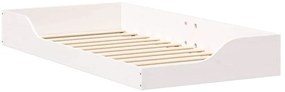 vidaXL Κρεβάτι δαπέδου Λευκό 90 x 190 cm Μασίφ ξύλο πεύκου