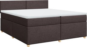 vidaXL Κρεβάτι Boxspring με Στρώμα Σκούρο Καφέ 200x200 εκ. Υφασμάτινο