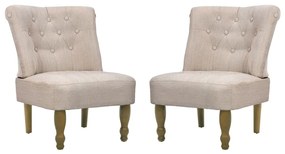 vidaXL Πολυθρόνες Γαλλικού Στιλ 2 τεμ. Κρεμ Υφασμάτινες