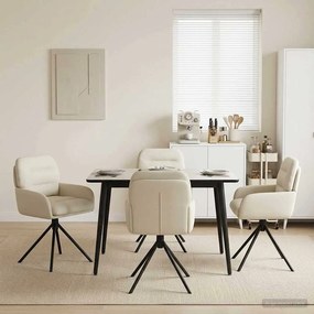 vidaXL Γυριστές καρέκλες φαγητού 4 pcs Τεχνητό Δέρμα Κρεμ